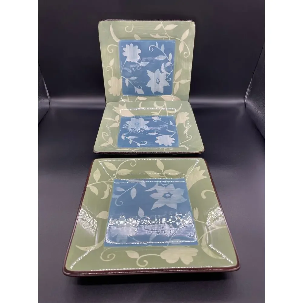 Pfaltzgraff Patio Garden Set of 3 Square Luncheon Plates 9.5”